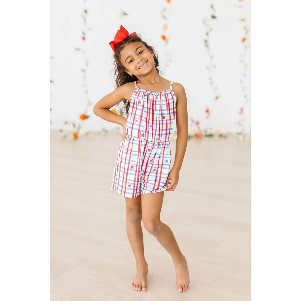 NEW MILA & ROSE girls stars & stripes romper in multi